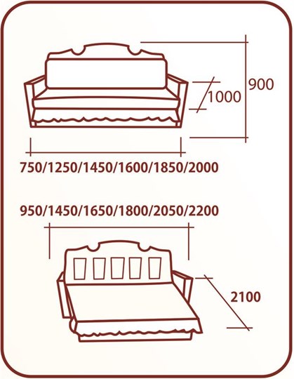 Прямой диван Аккордеон Бук 120 Радуга в Хабаровске - изображение 1
